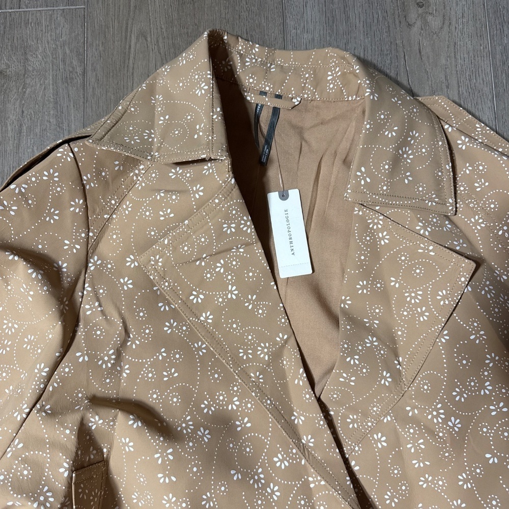 NWT! By Anthropologie Floral Cutwork Crop Trench Jacket - Picture 7 of 8